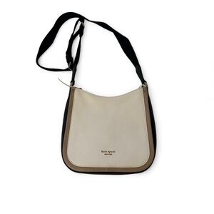 Kate Spade New York Roulette Cream and Black Leather Messenger Crossbody Bag